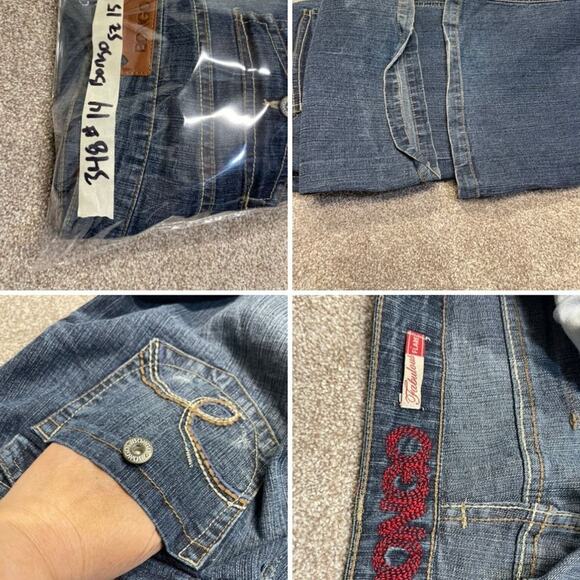 y2k vtg grunge festival boho streetwear Bongo Flare jeans sz 15 cowgirl rodeo - Picture 11 of 12